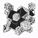 Modern simple cubes art vector illustration tattoo design idea