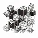 Modern simple cubes art vector illustration tattoo design idea