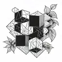 Modern simple cubes art vector illustration tattoo design idea