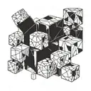 Modern simple cubes art vector illustration tattoo design idea