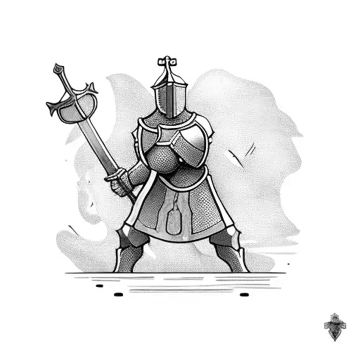 A medieval knight holding a joystick playing a video game tattoo design idea