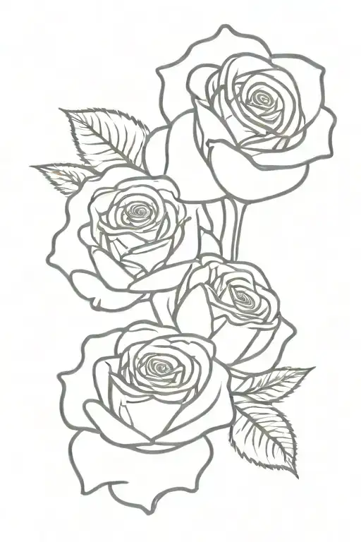 3 roses on top of each other, petals are filled with color, while the edges and seperations are blank  tattoo design idea