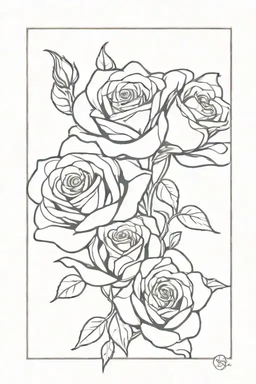 3 roses on top of each other made with negative space style drawing, unrealistic tattoo design idea