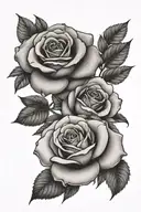 3 roses on top of each other made with negative space style drawing, unrealistic tattoo design idea
