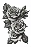 3 roses on top of each other made with negative space style drawing, unrealistic tattoo design idea