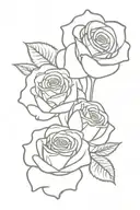 3 roses on top of each other, petals are filled with color, while the edges and seperations are blank  tattoo design idea