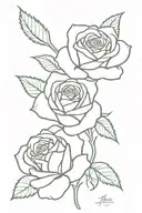 3 roses on top of each other, petals are filled with color, while the edges and seperations are blank  tattoo design idea