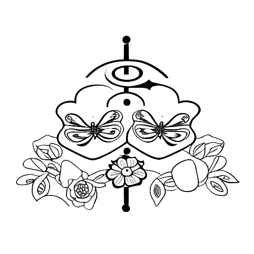 The letter S with two butterflies around it tattoo design idea