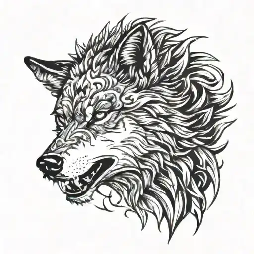 snarling wolf tattoo design idea