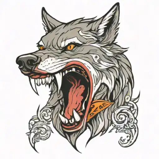 snarling wolf tattoo design idea