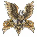 double headed eagle with wings spread wide holding a ak 47  tattoo design idea