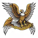 double headed eagle with wings spread wide holding a ak 47  tattoo design idea