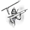 Krishna's flute with name under it tattoo design idea