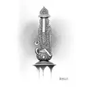 Krishna's flute with name under it tattoo design idea