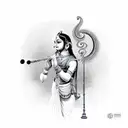 Krishna's flute with name under it tattoo design idea