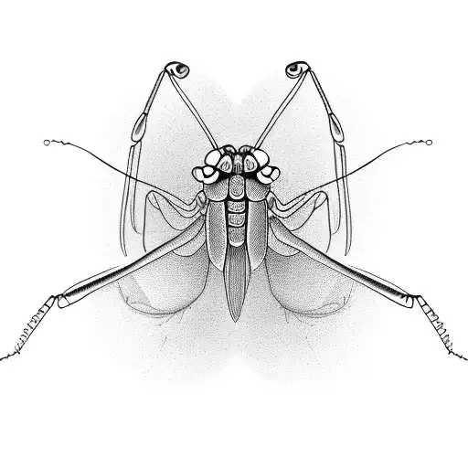 praying mantis horizontal tattoo design idea