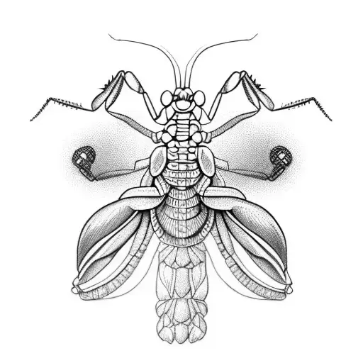 praying mantis tattoo design idea