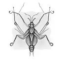 praying mantis horizontal tattoo design idea