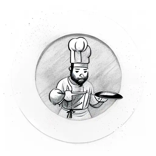 A chef's knife slicing through a vinyl record tattoo design idea