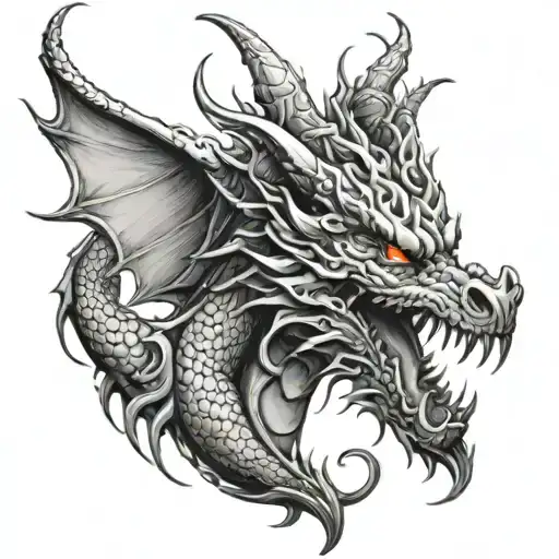 dragon flames dad tattoo design idea