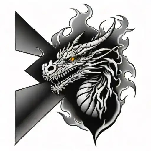 dragon flames dad memorial tattoo design idea