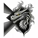 dragon flames dad memorial tattoo design idea