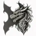dragon flames dad memorial tattoo design idea