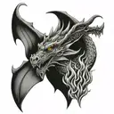 dragon flames dad memorial tattoo design idea