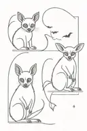 lemur, kangaroo and bat in style tattoo design idea