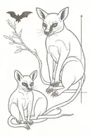lemur, kangaroo and bat in style tattoo design idea