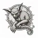 bat with lemur and angry kangaroo tattoo design idea