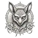 bat with lemur and angry kangaroo tattoo design idea