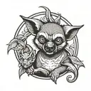 bat with lemur and angry kangaroo tattoo design idea