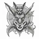 bat with lemur and angry kangaroo tattoo design idea