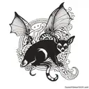 bat with lemur and angry kangaroo tattoo design idea