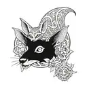 bat with lemur and angry kangaroo tattoo design idea