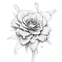 marigolds, Rose, daffodil, asters, daisies bouquet tattoo design idea
