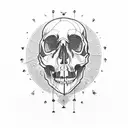 draw a skull with a crow  tattoo design idea