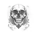 draw a skull with a crow  tattoo design idea