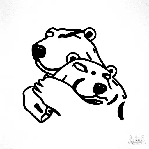 polar bear and crocodile playing poker  tattoo design idea