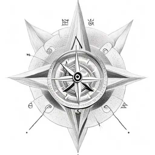 anubis, clock sand and compass tattoo design idea