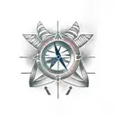 anubis, clock sand and compass tattoo design idea