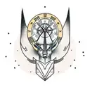 anubis, clock sand and compass tattoo design idea