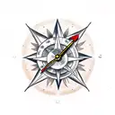 anubis, clock sand and compass tattoo design idea