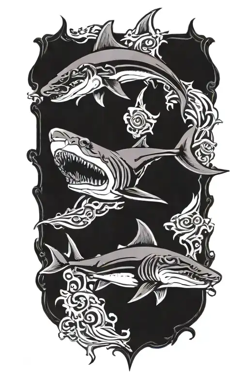 double headed shark tattoo design idea