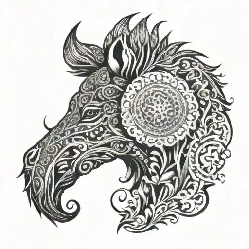 An intricate mandala design incorporating various animal silhouettes, symbolizing a connection to nature and animals tattoo design idea