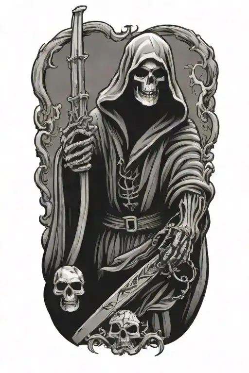 grim reaper stealing peace tattoo design idea