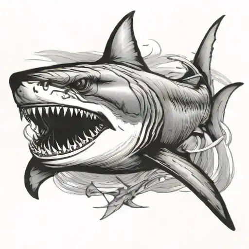 badass shark tattoo design idea