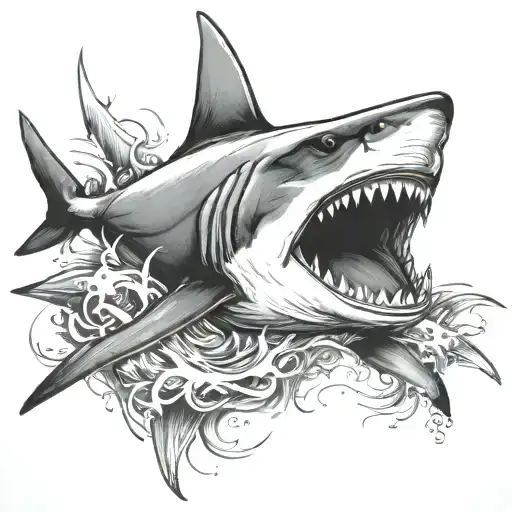 badass shark tattoo design idea