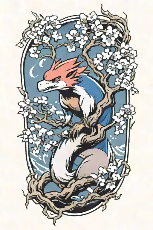 typhlosion blossom tree  tattoo design idea